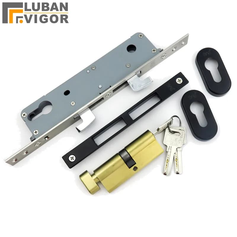 Serrure à double crochet pour porte coulissante lourde, cylindre de 70 mm, porte en alliage d'aluminium pour balcon, plus sûre, plus solide et plus durable, serrure de porte de balcon.