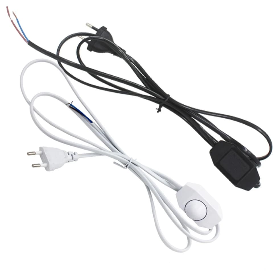 Cordon d'alimentation à découpage, prise ue, 1.8m, câble à fiche étendue avec interrupteur pour lampe de Table, lampadaire, fil électrique