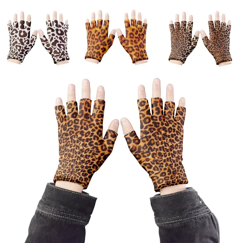 Gants léopard pour femmes, élastiques à cinq doigts, à la mode, pour l'extérieur, sans doigts, pour fête, pour écran tactile