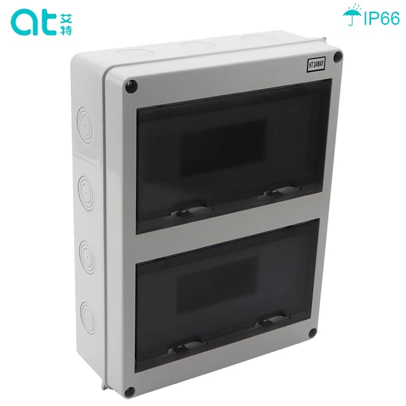 Boîte de distribution électrique en plastique étanche, boîte MCB montée sur panneau, IP65, 24 voies