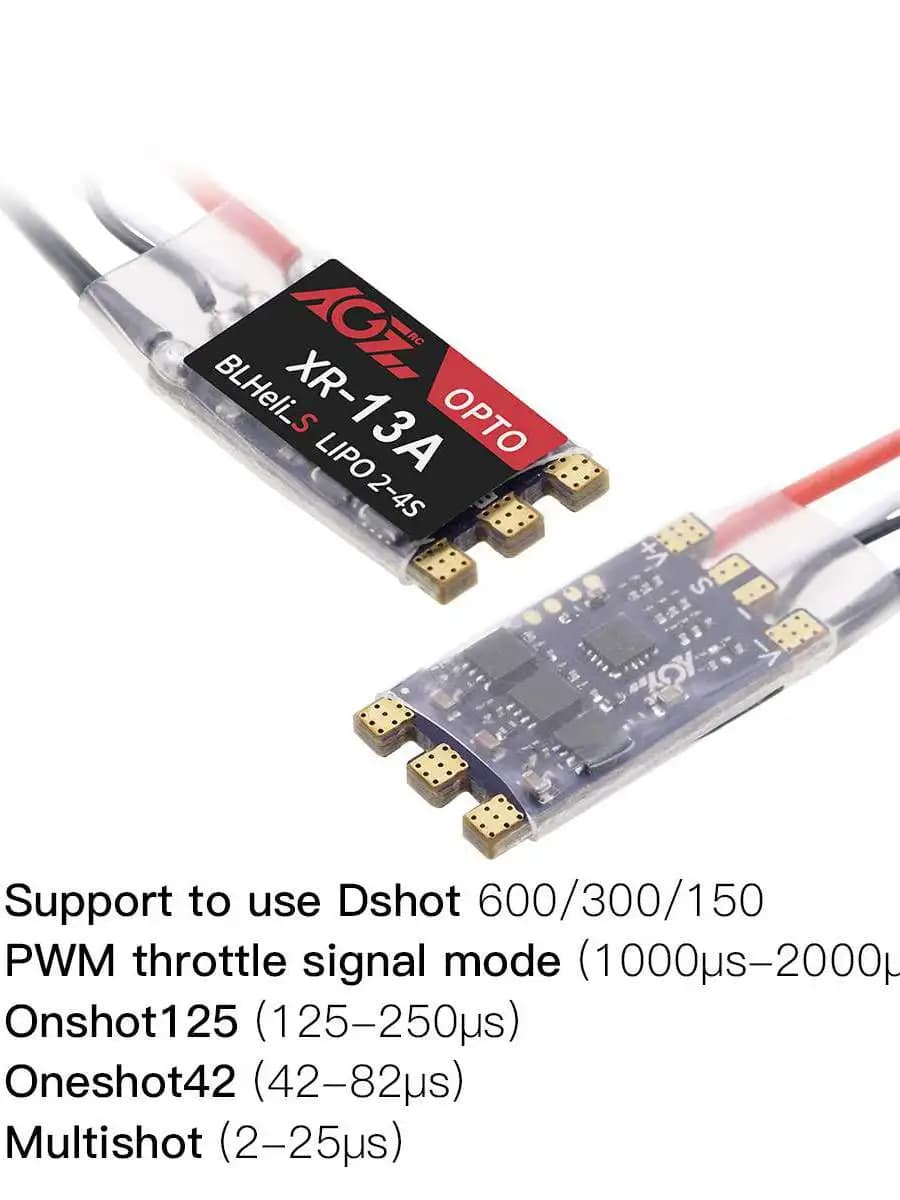 AGFRC XR-13A Brushless 13A ESC DSBathroom Tfemelle BLHeli_S 2-4S Lipos Contrôleur de Vitesse Électronique pour FPV QAV Drone Multirotor Quadcopter