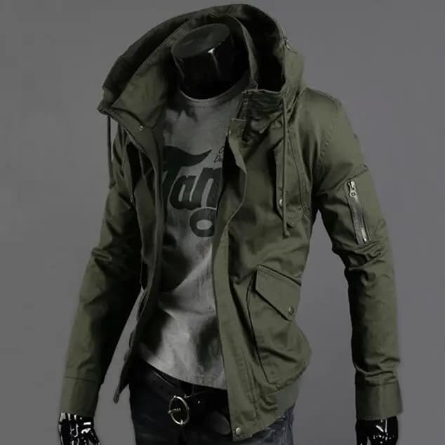 Veste Slim à Capuche pour Homme, Manteau Vert pour Jeune, Vêtements d'extérieur, 5XL, Hiver