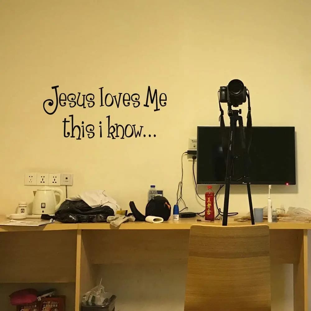 Autocollant mural en vinyle pour la maison, décoration de mur chrétien, jésus adore moi, je sais