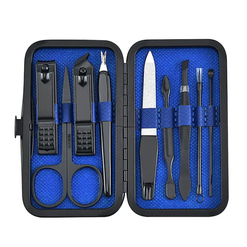 Ensemble de coupe-ongles multifonctions en acier inoxydable, ciseaux, pince à épiler, pic d'oreille, outils de soin des pieds, 3 couleurs, 3 pièces, 7 pièces, 8 pièces, 9 pièces