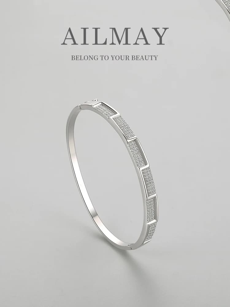 Ailmay-Bracelets en argent regardé 925 véritable pour femme, platine CZ transparente, accessoires de mariage de luxe classiques, bijoux à la mode, cadeau
