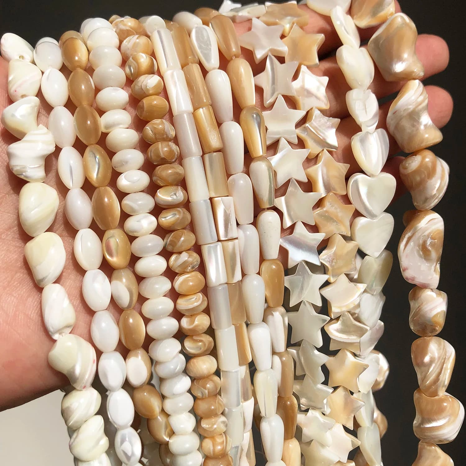 Perles de coquillage en nacre blanche naturelle, Rondelle, cœur ovale, perles rondes en coquillage d'eau douce pour la fabrication de bijoux, Bracelet 15''