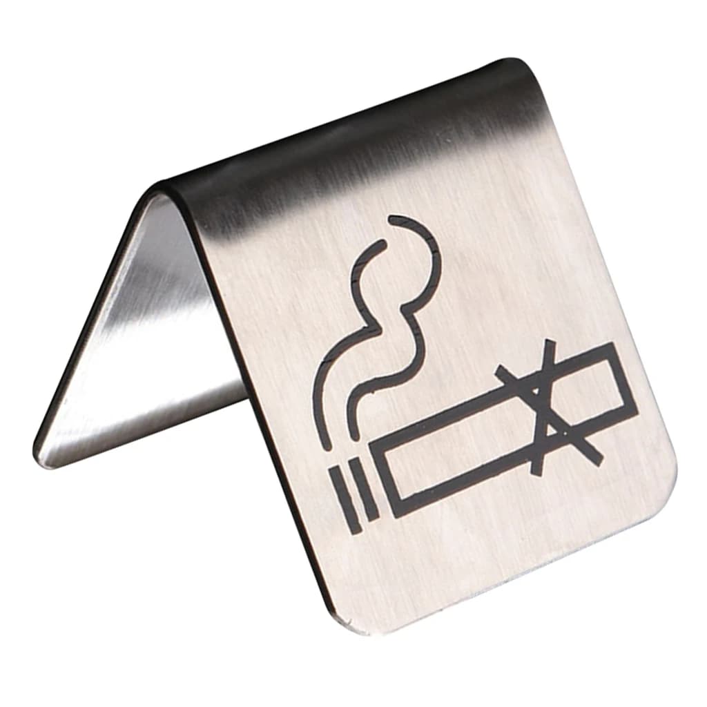 Enseigne d'interdiction de fumer en acier inoxydable brossé, double face, dessus de table, tente, conformité