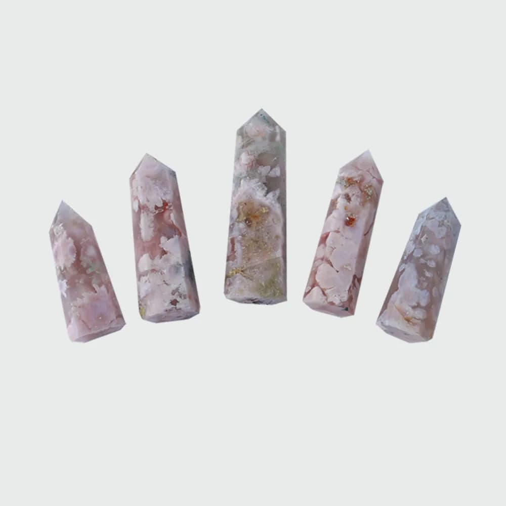 Tour de Quartz rose naturel de 5 à 8cm, en Agate Sakura, Point de cristal, pierre d'énergie, Reiki, cadeau pour femmes, décoration de la maison