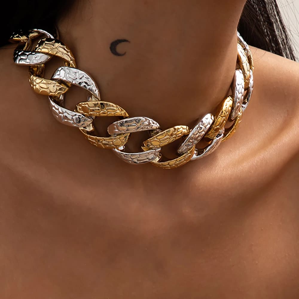Punk exagéré grande chaîne CCB collier femmes rétro gothique vapeur épais clavicule colliers mode Glamour fille bijoux