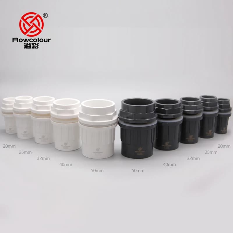 Flowcolour-Adaptateur de tuyau d'arrosage d'irrigation de jardin, 20-50mm, cloison UPVC, pièces de tube, connecteur d'outils, adaptateur de tube précieux d'aquarium