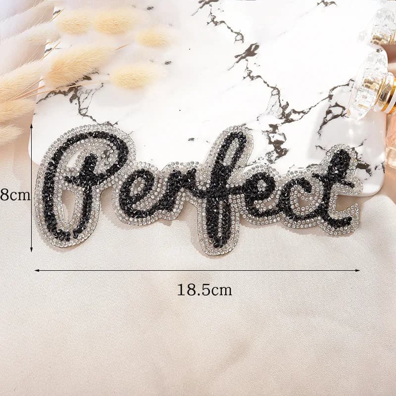 Patchs de lettres en biscuits pour vêtements, appliques perlées, fer à repasser sur vêtements, t-shirt, badge de rayure, réparation de trous, bricolage, parfait, 18x8cm
