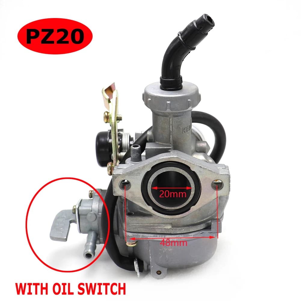 Carburateur PZ20 20mm avec interrupteur à huile pour moto tout-terrain 110cc KAYO Apollo Bosuer, Monkey Bikes, ATV, Quad, Go Kart, Golf Karting