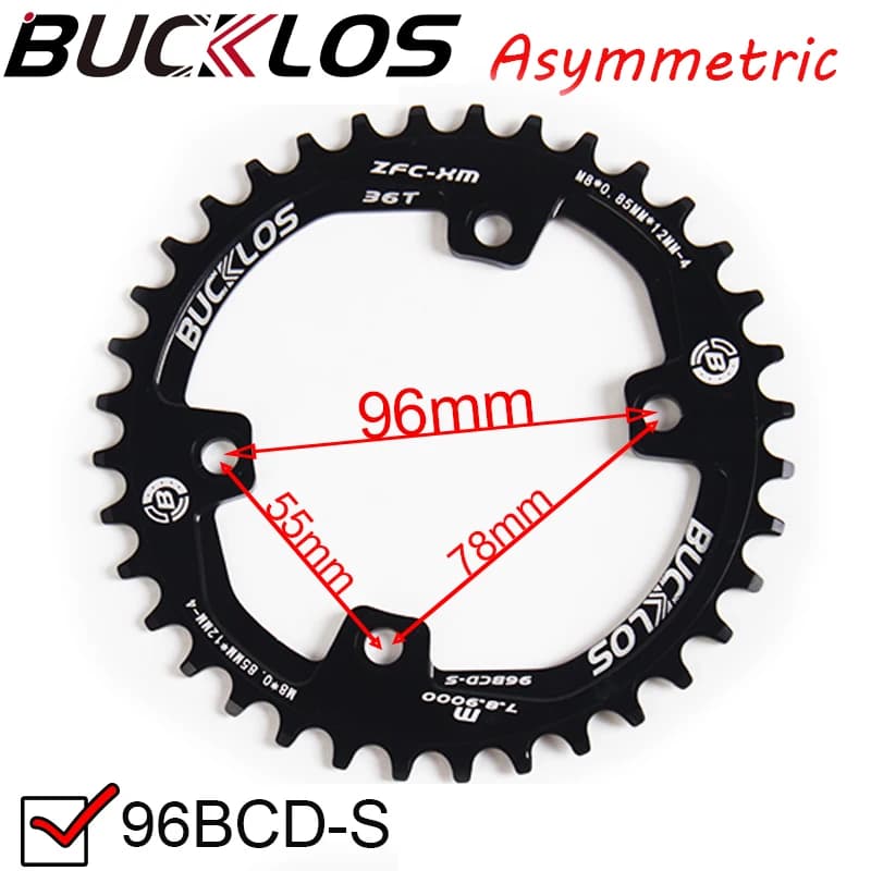 BUCKLOS – plateau asymétrique pour vtt 96S, 8/9/10/11 vitesses, pour vtt, 32/34/36/38T, pour Shimano XTR XT SLX