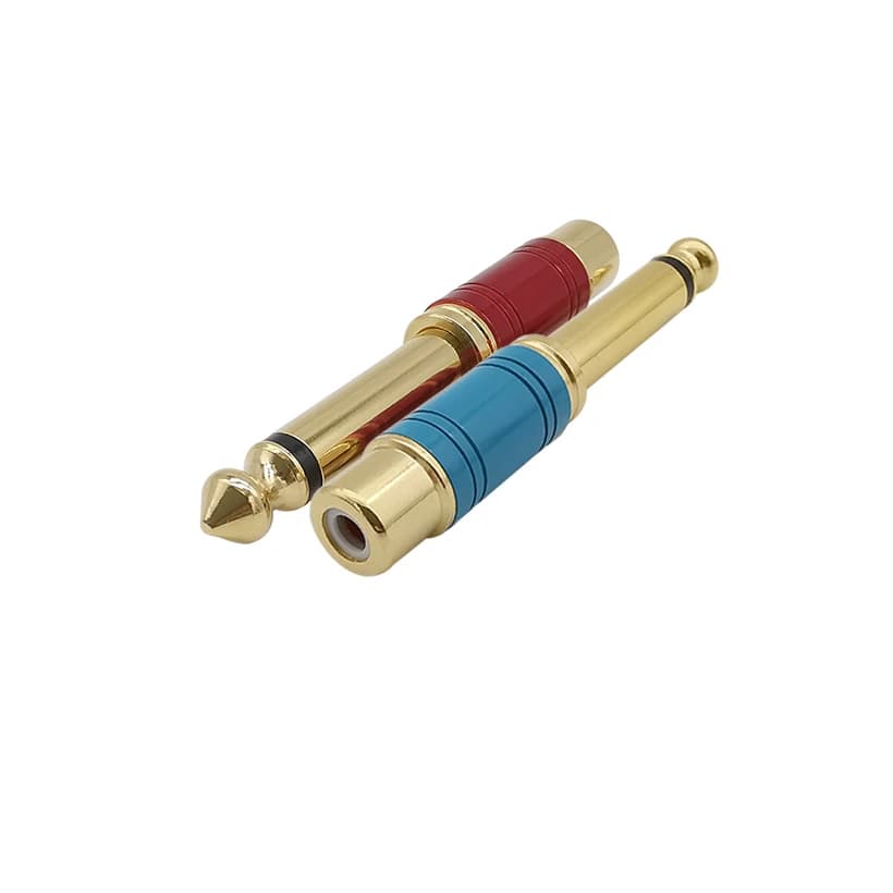 Connecteur Audio Jack RCA 6.35mm, 2 pièces, prise mâle Mono vers prise femelle RCA, adaptateur de haut-parleur, connecteur convertisseur
