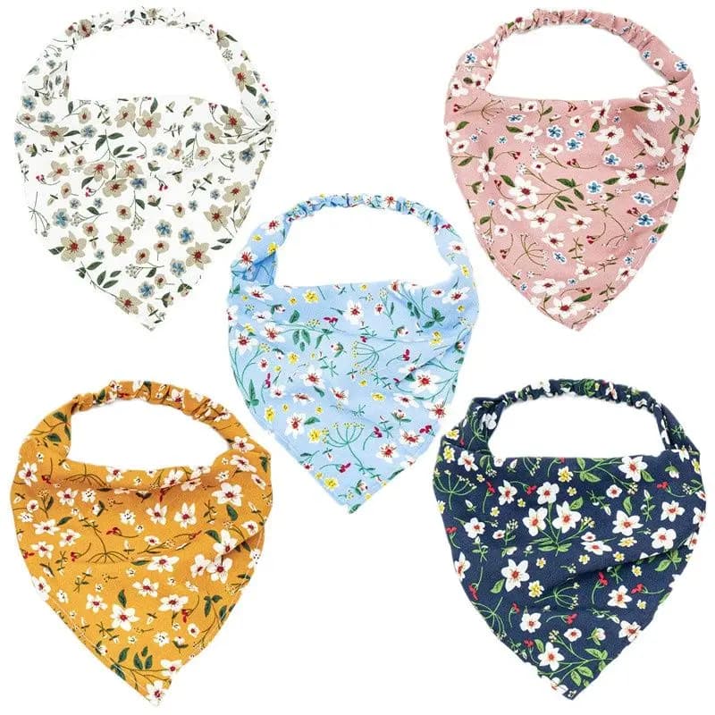 Ruoshui – foulard imprimé floral pour femme et fille, bandana en Satin, accessoires pour cheveux, couvre-chef, bandeau élastique, Hijab