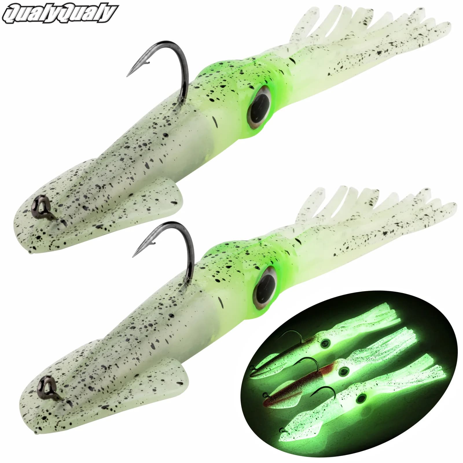 Appât souple lumineux de qualité pour la pêche en eau douce et salée, leurre pour attraper des poissons, Wobbler, UV, 35g leurre souple peche