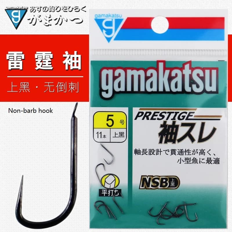 Hameçon japonais Gamakatsu de haute qualité, hameçon à manche de tonnerre, noir, 1 pièce/paquet
