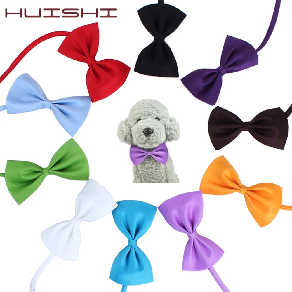 HUISHI – nœud papillon pour animaux de compagnie, accessoires pour chiens, chat, lapin, réglable, ruban en Polyester, multicolore, vente en gros