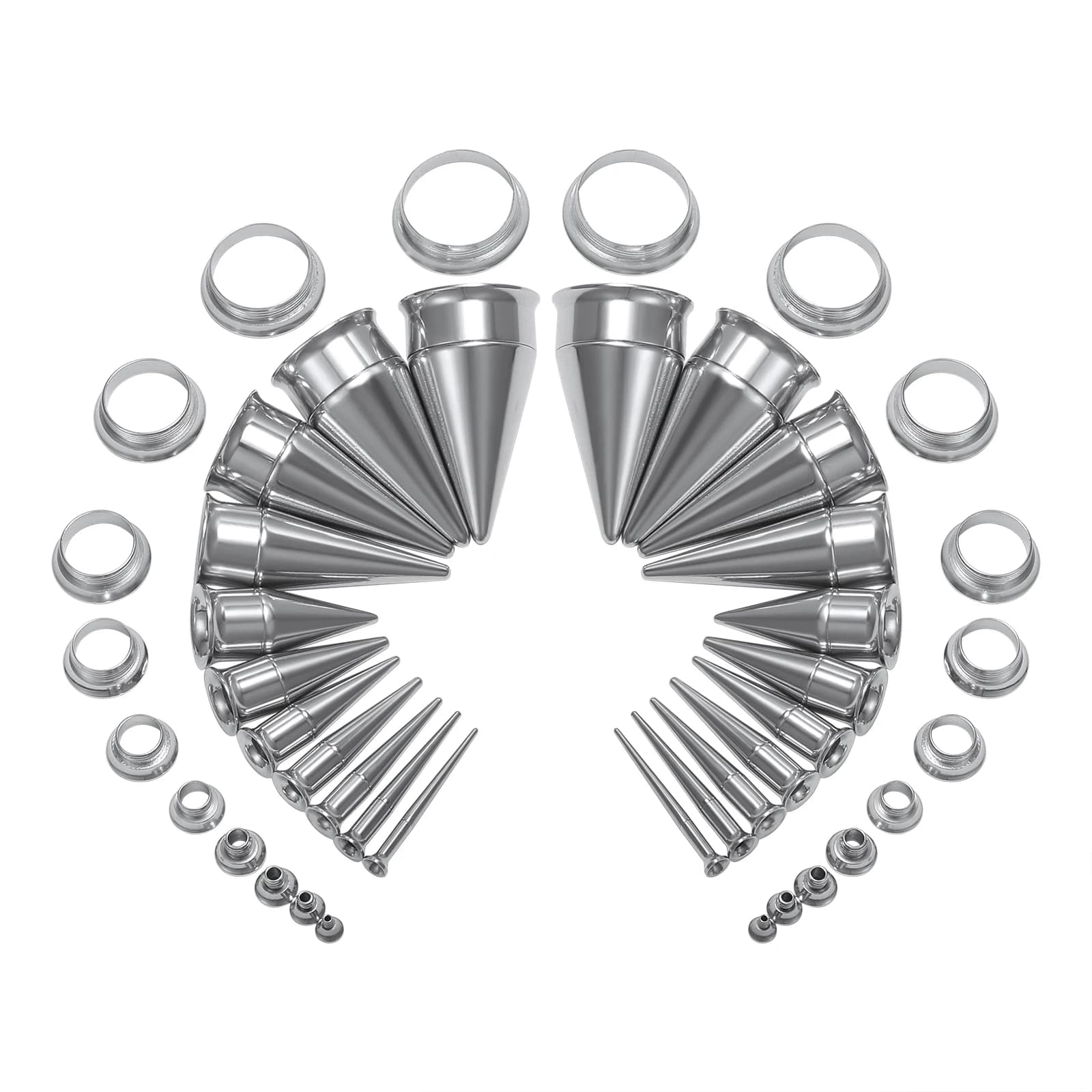ZS 1 paire 2-18mm tunnel d'oreille Kits d'étirement coniques en acier inoxydable 316L jauges d'extension d'oreille Double évasé bouchons d'oreille Piercing corporel