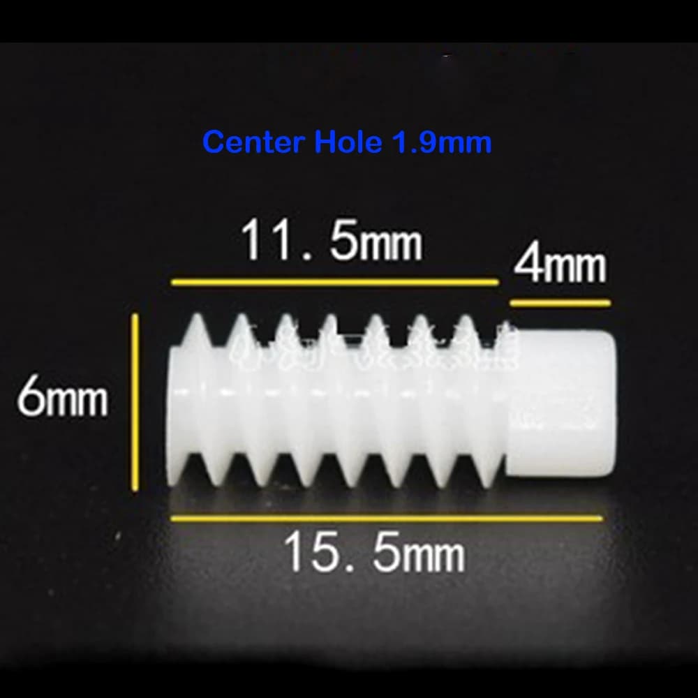 Mini engrenage hélicoïdal à vis sans fin, engrenage à vis sans fin, diamètre 6mm, trou 0.5mm, accessoires de modèle de jouet passe-temps, 1.9