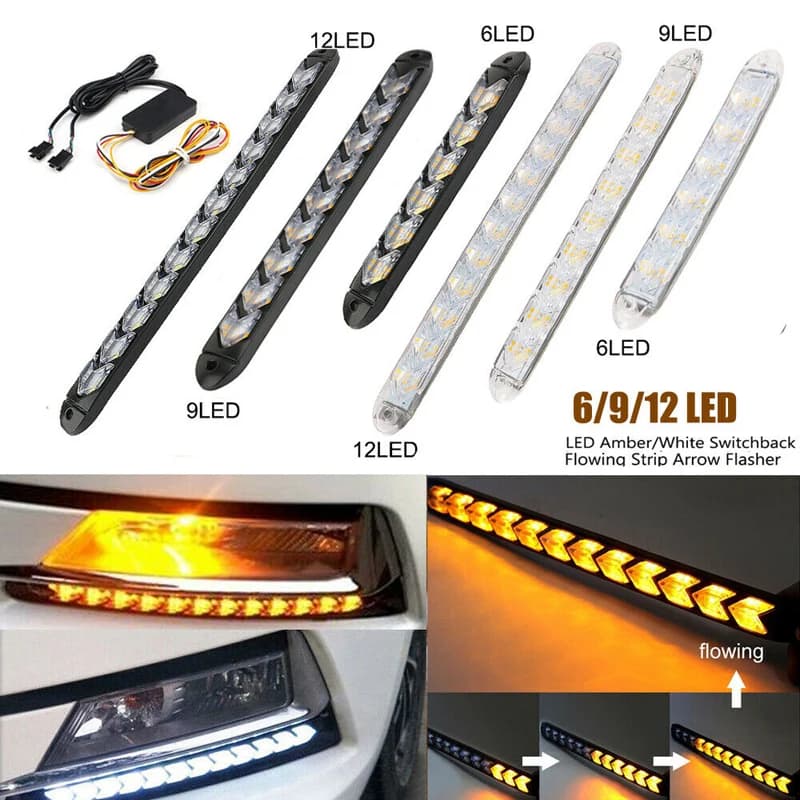 Feux de jour à LED, clignotants DRL, 12V, flexibles, étanches, universels, 2 pièces