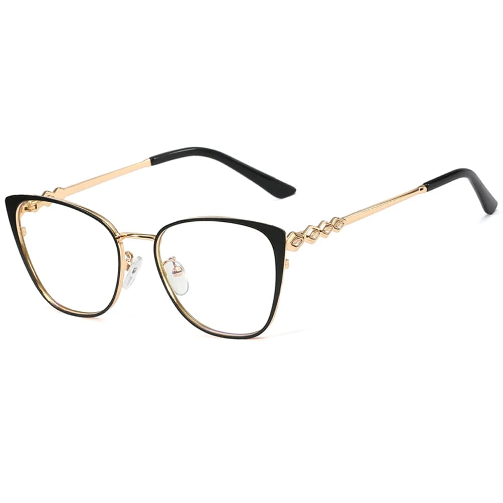 Lunettes Optiques Kachawoo Anti-Lumière Bleue pour Femme, Montures Métalliques Œil de Chat, Protection Ordinateur, Blanc et Noir, Vente Chaude