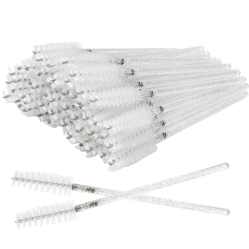 Brosse à cils cosmétique, 50 pièces, pinceaux de maquillage jetables, baguettes de Mascara en cristal blanc, outils d'extension de cils