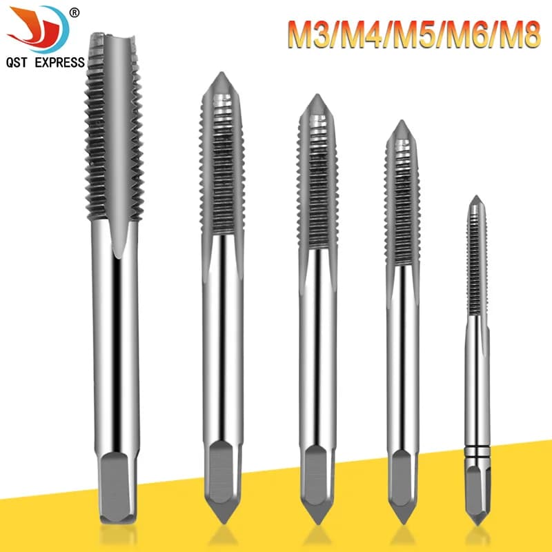 5 pièces Hss Machine filetage métrique bouchon taraud vis tarauds 3mm 4mm 5mm 6mm 8mm M3-M8 Kit de jeu filetage taraud perceuse M3 M4 M5 M6 M8