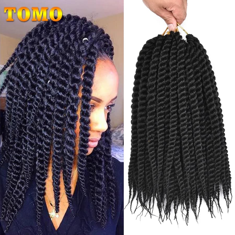 TOMO – tresses synthétiques au Crochet torsadées sénégalaises, Extensions capillaires de 12 à 18 pouces pour femmes noires, ombré brun, 12 racines