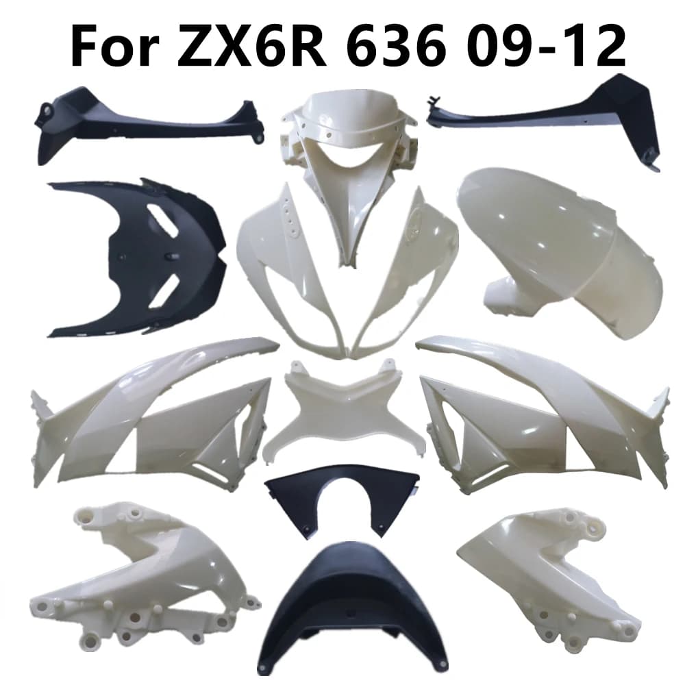 Composants de carénage Pièces en plastique pour ZX6R, Batteries, Travail, Moto non peinte, 2009, 09-11-12 Pack, Magasins et Capot droit, 2010-2012-636