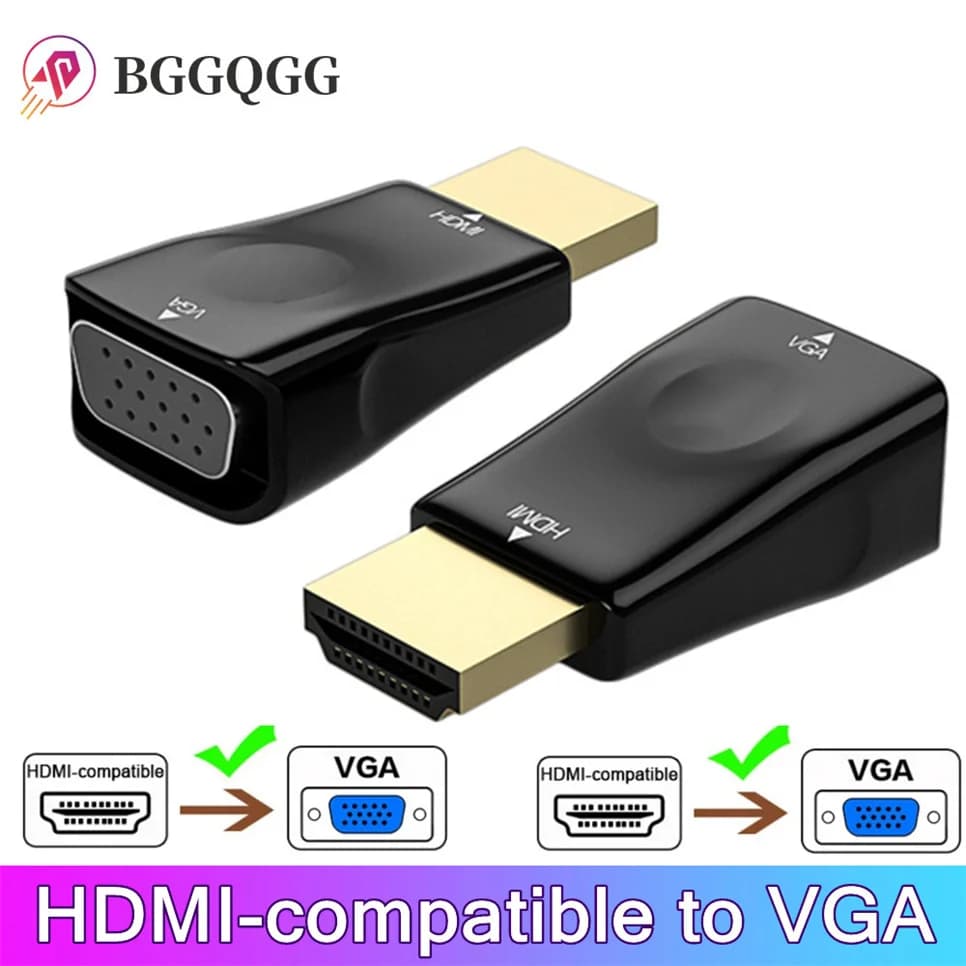 Adaptateur mâle vers femelle HDMI vers VGA, convertisseur de câble Audio HD 1080P, pour PC portable, boîtier TV, affichage d'ordinateur, projecteur