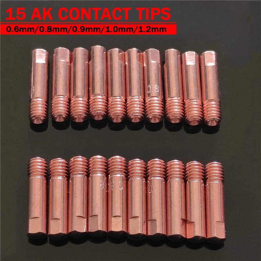 10/20 Pièces Buse de contact pour chalumeau de soudage MB-15AK M6*25mm, Buse de gaz 0.6/0.8/0.9/1.0/1.2mm