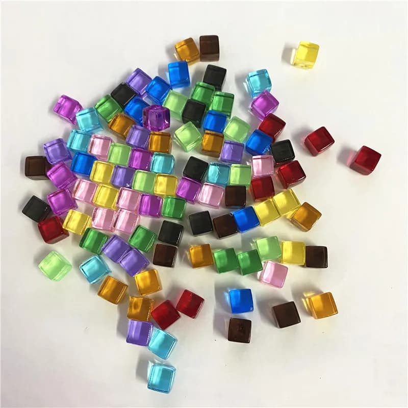 500 pièces/ensemble 8mm Cube clair coloré coin carré dés transparents pièce d'échecs Angle droit pour jeu de société
