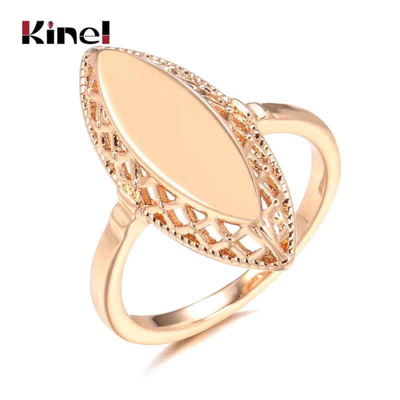 Kinel – bagues brillantes pour femmes, or Rose 585, tissage Simple, losange, ethnique, bijoux de mariage, nouvelle collection 2021