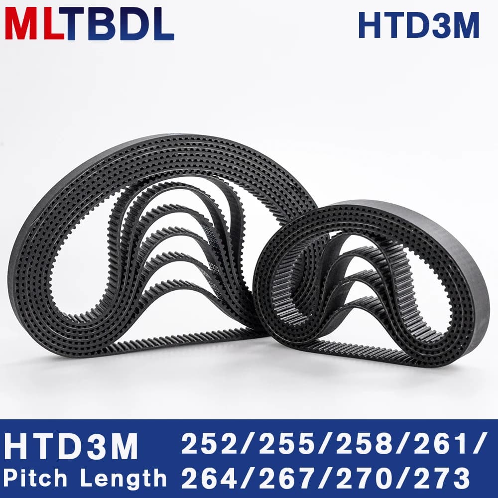 HTD 3M-Courroie de Synchronisation en Boucle Fermée, Article de 252/255/258/261/264/267/270/273mm, 6/9/10/15mm de Largeur