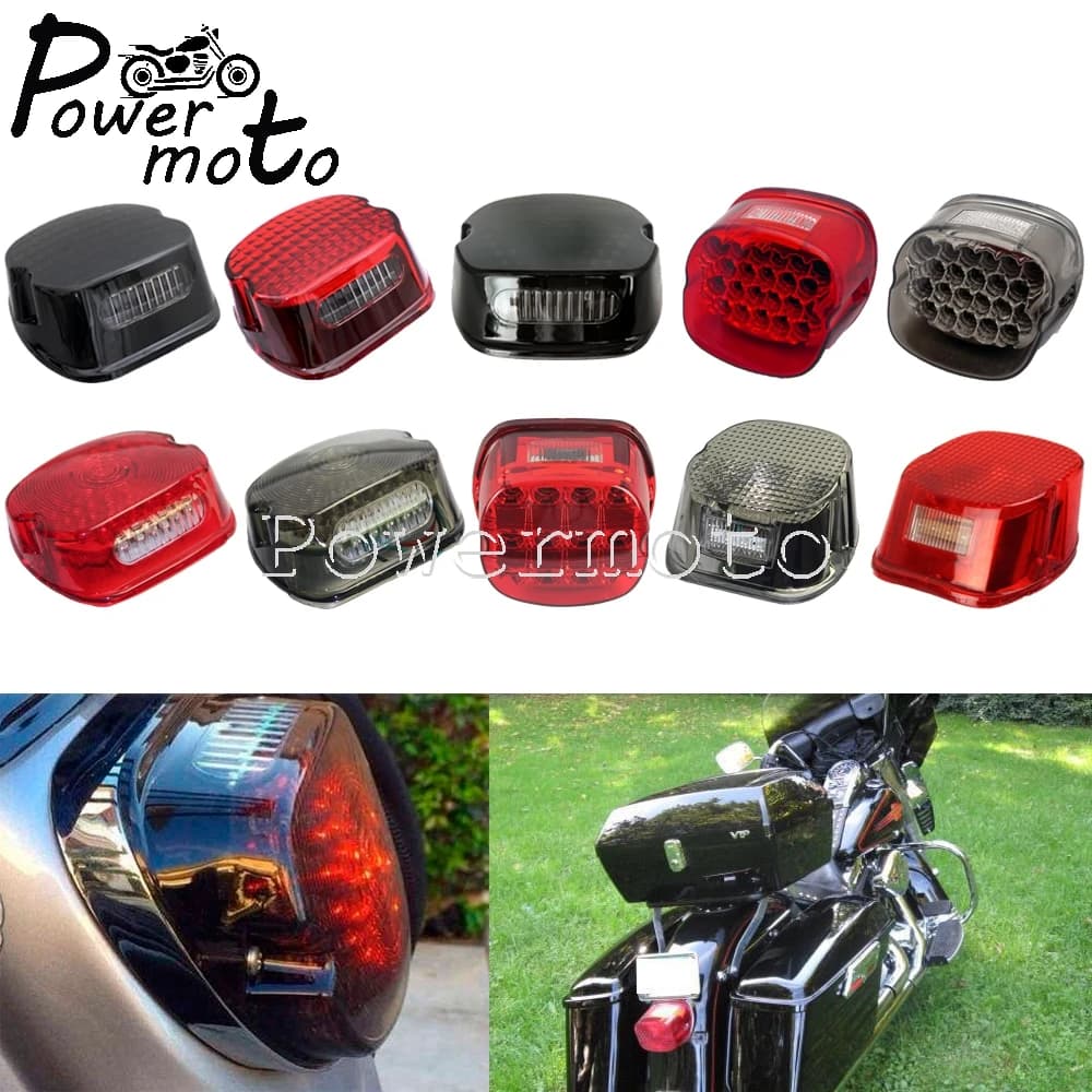 Feu arrière LED de plaque d'immatriculation de moto, feu arrière pour Harley Sportster Softail Fat Bob Street Glide Road King