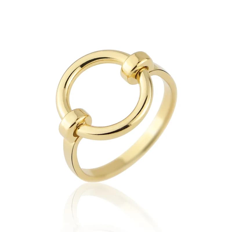Bague en forme de cercle de forme Pure, Design Simple, en acier inoxydable, couleur or, bijoux à la mode, vente en gros
