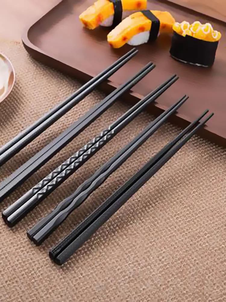 Baguettes japonaises à Sushi, 1 paire, longues baguettes chinoises antidérapantes, vaisselle, accessoires de cuisine, alliage léger réutilisable