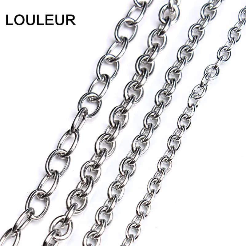 Chaîne à maillons O en acier inoxydable, 5 mètres/lot, 3 4 5 6mm, en vrac, pour femmes et hommes, chaînes à maillons en vrac pour la fabrication de colliers et de bijoux