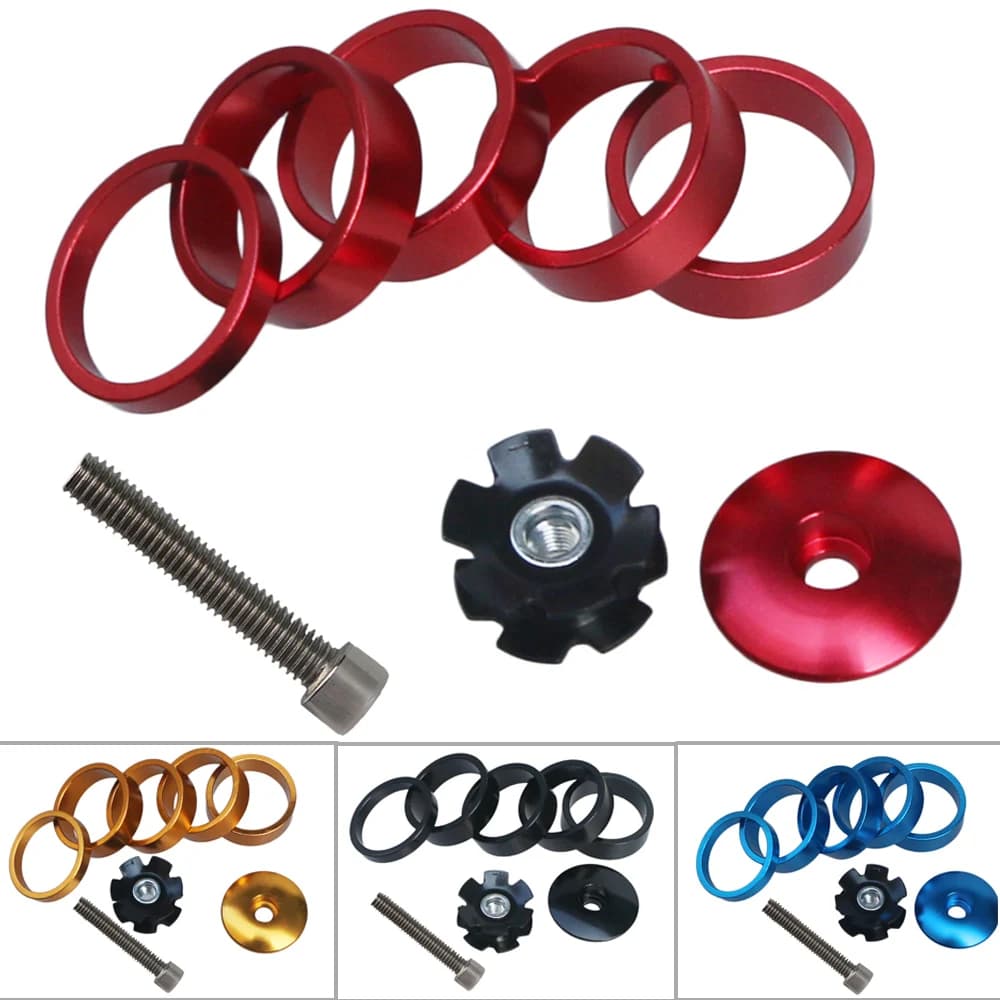 Bouchon de Tube supérieur de vélo vtt, vis d'espacement de casque, anneau de fourche, entretoises avant 1 1/8 pouces, rondelle de tige de vélo, capuchon supérieur de casque, écrou étoile