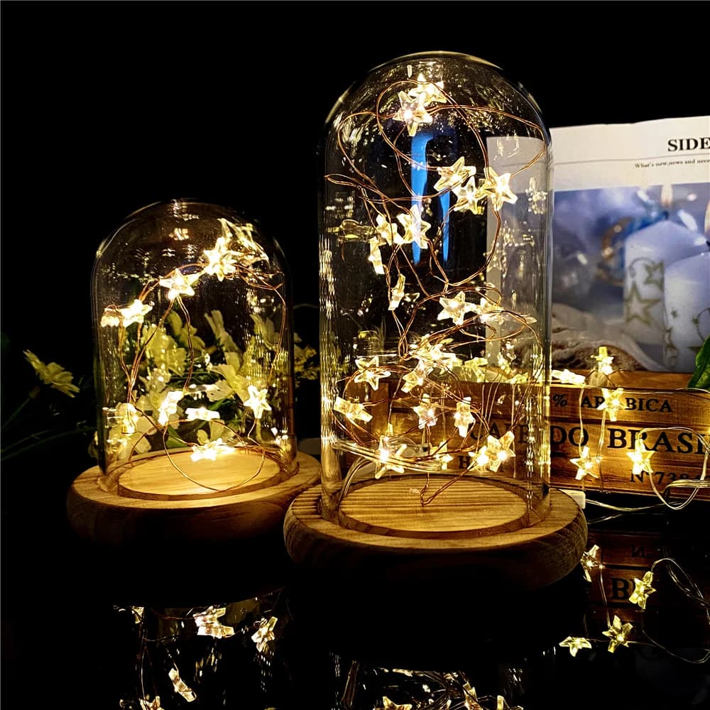 Guirlande lumineuse LED en fil de cuivre CR2032, fonctionnement à piles, féerique, décoration de noël, fête à domicile