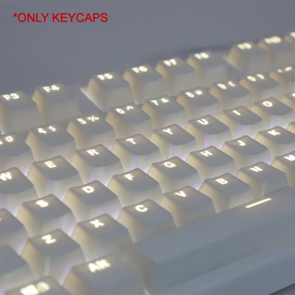 Capuchons de touches blancs ABS OEM, 108 touches, combinaison de hauteur pour clavier mécanique 61 87 104, rétro-éclairage Transparent Anne Pro 2 AKKO FUN60 Mad60he