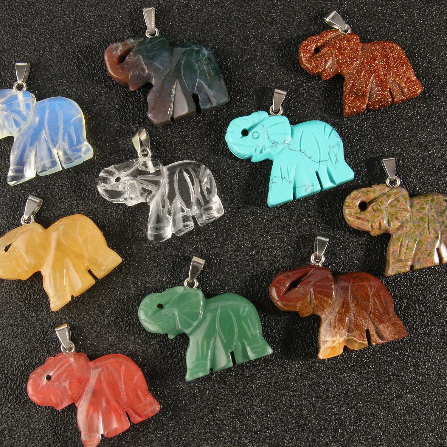 Pendentif en Pierre Naturelle, Quartz, Clip, Turquoise, Opale, Lapis, Œil de Tigre, Éléphant, Bijoux de Bricolage, Accessoires de Collier de Direction, 1 Pièce