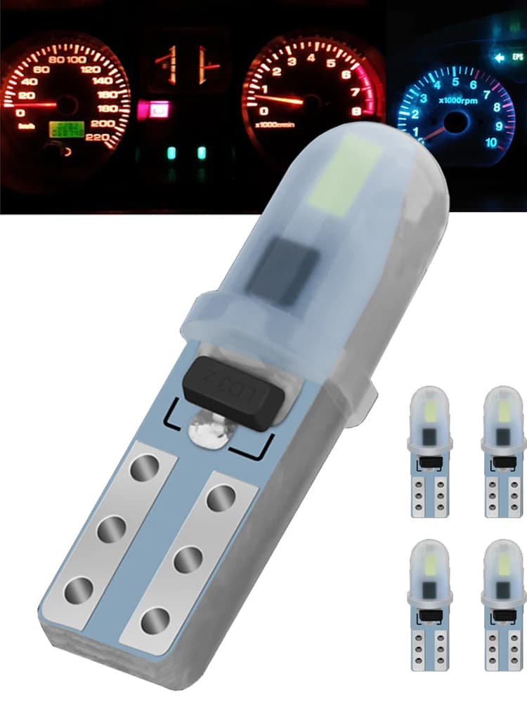 Ampoule Led T5 W3W W1.2W, 5 pièces, indicateur lumineux intérieur de voiture, jauge de tableau de bord, lampe à cale, Signal automatique 12V blanc rouge