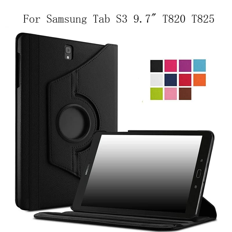 Pour Samsung Galaxy Tab S3 9.7 SM-T820 SM-T825 T829 Tablet Case 360 Rotation Pliant Stand prompt ket Flip Juste De Protection En Cuir