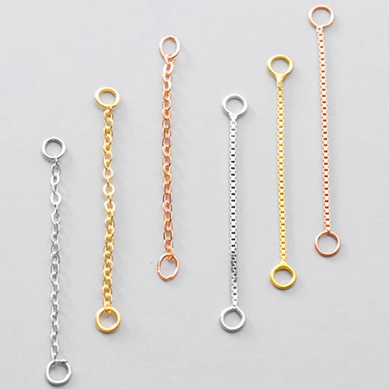 Chaînes de connecteur de ligne de boucle d'oreille en argent Sterling 925, 2 pièces/lot, 30 40 50mm, chaînes d'extension d'oreille pendantes en argent S925, fabrication de bijoux à faire soi-même