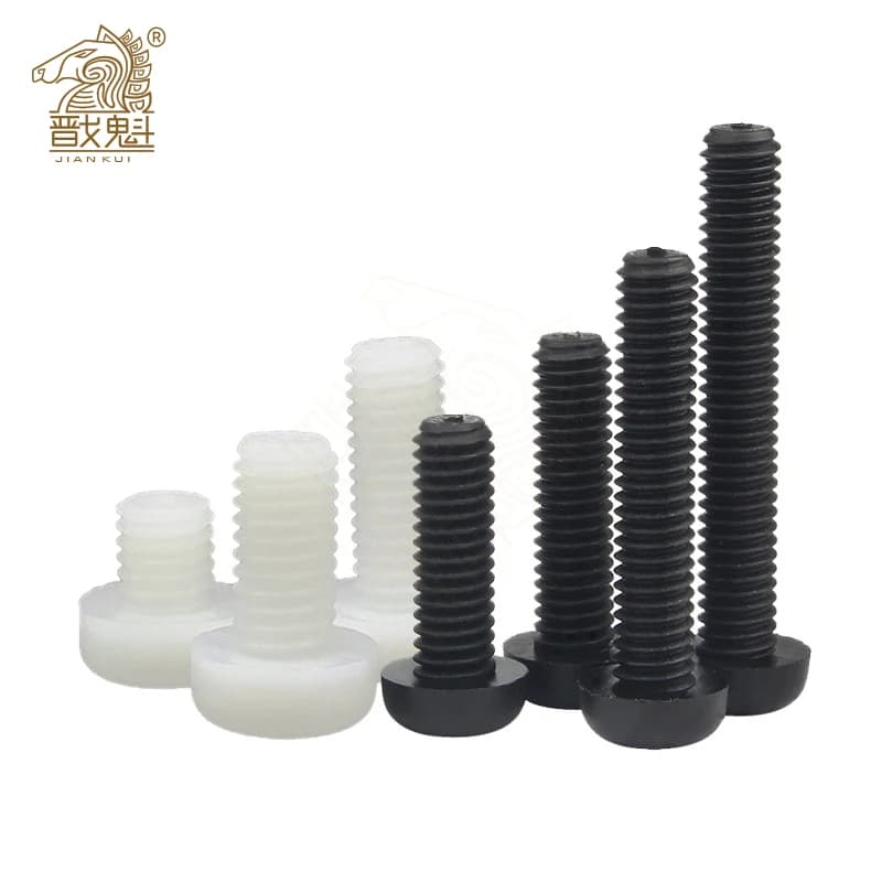 Vis à tête cylindrique cruciforme Phillips en nylon noir et blanc, filetage métrique M2 M2.5 M3 M4 M5 M6 M8, longueur 5mm-25mm, lot de 10/50