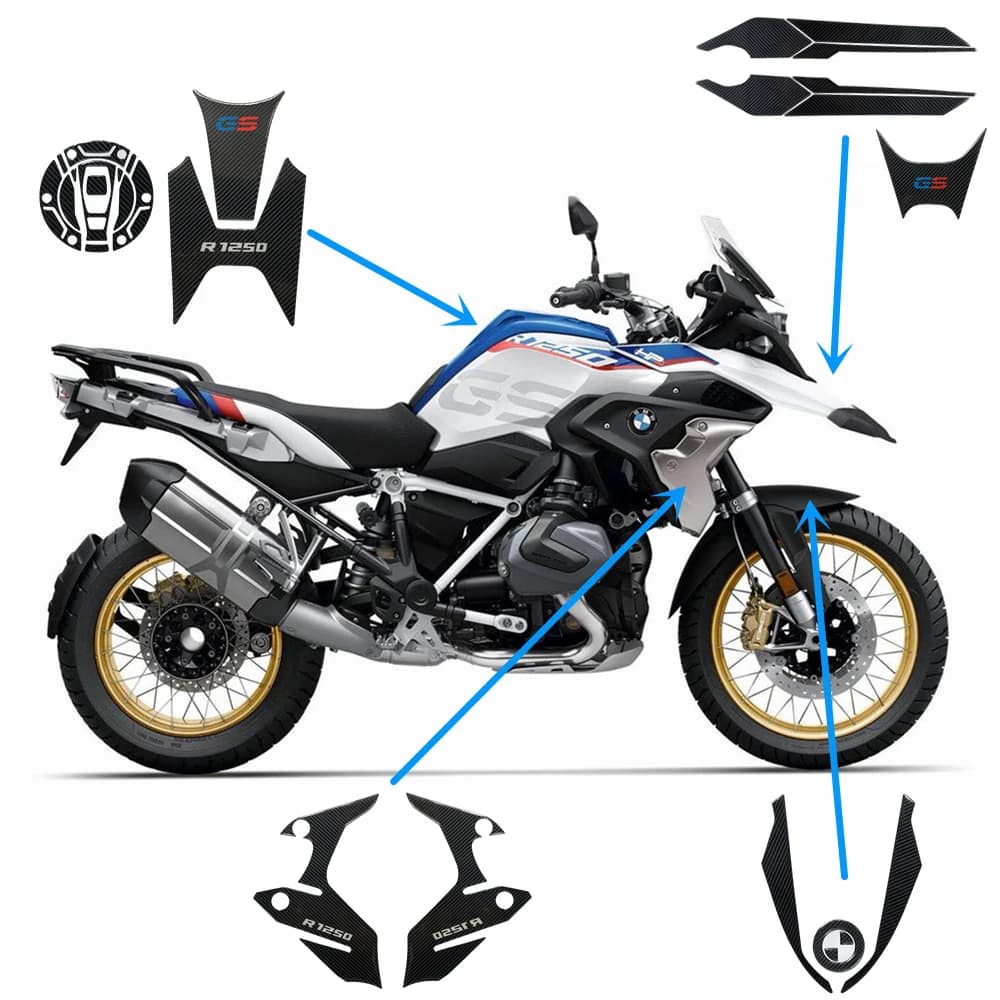 Autocollant d'emblème de carénage 3D, autocollant de carrosserie de moto, autocollants de décoration pour BMW R1250 GS R 1250 GS R 1250GS HP, kits complets