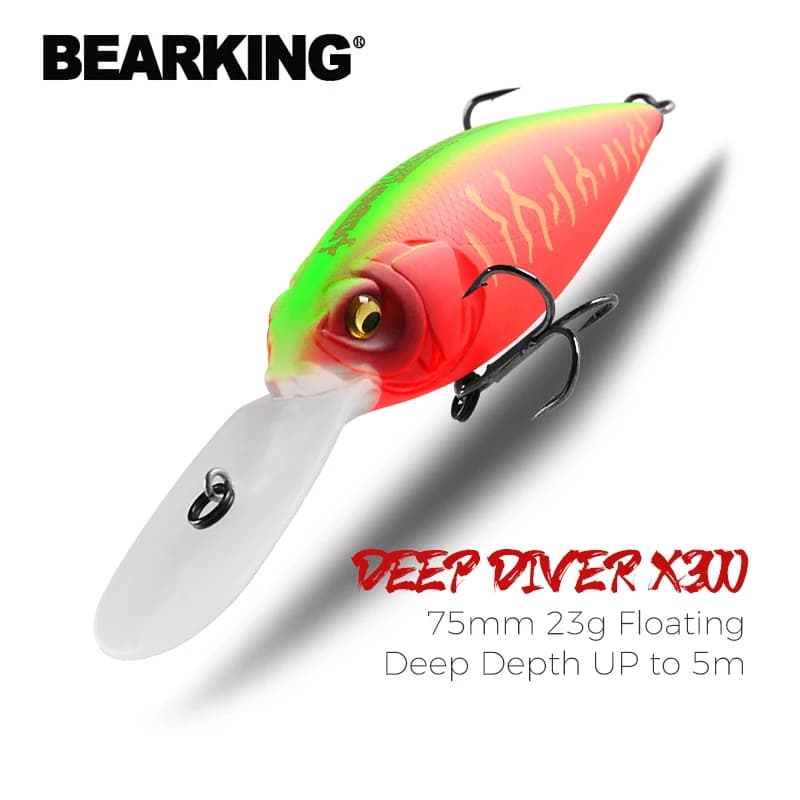 Leurre de pêche flottant BEARKING 75mm 23g TOP, crankbait, leurre de plongée profonde, leurres durs de haute qualité, action professionnelle, wobbler.