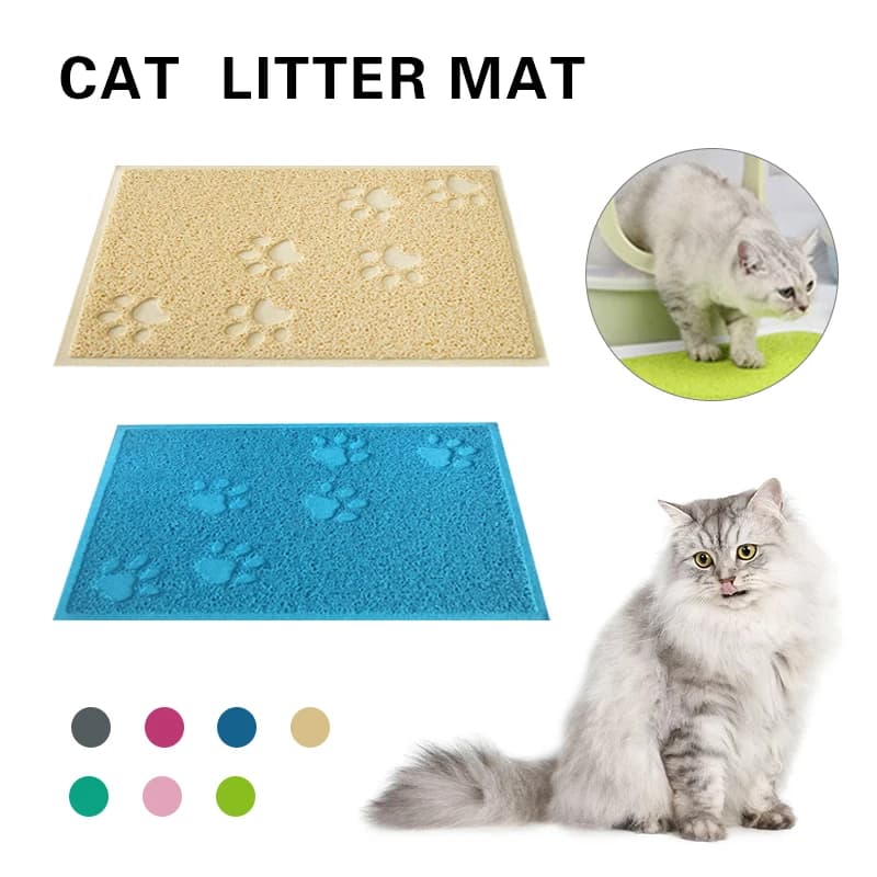 Tapis pour litière de chat portable, doux, imprimé pattes, imperméable, antidérapant, pour la maison, le sol, la voiture, accessoires de nettoyage, tapis épais en PVC